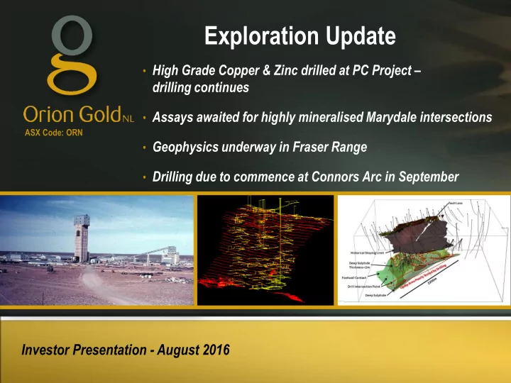 exploration update