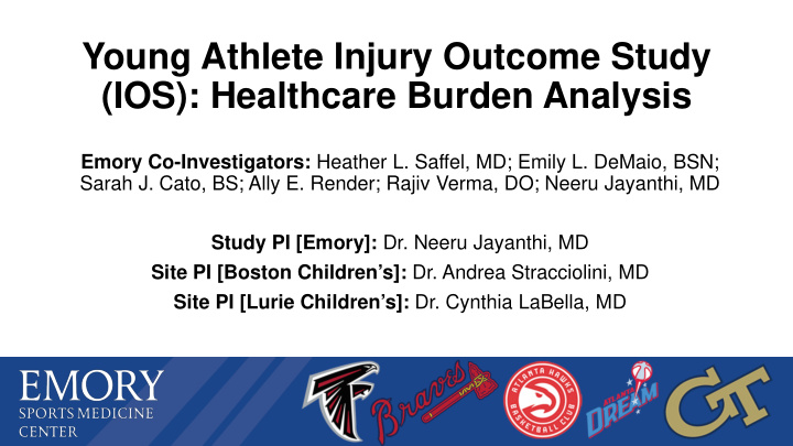 young athlete injury outcome study ios healthcare burden