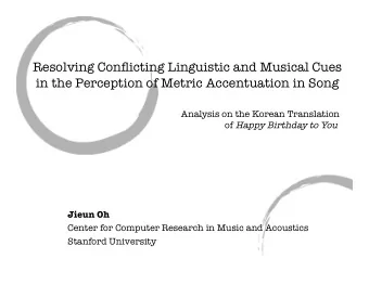 in the Perception of Metric Accentuation in Song Analysis on the Korean Translation of Happy