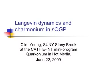 Langevin dynamics and  charmonium in sQGP  Clint Young, SUNY Stony Brook  at the CATHIE-INT