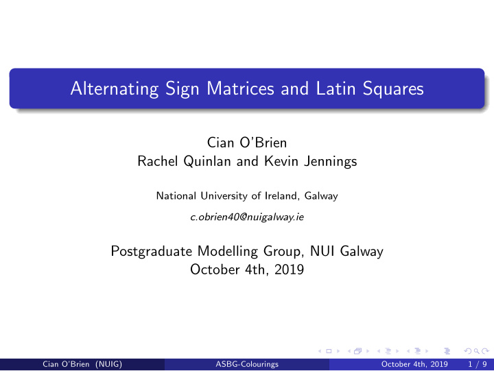 alternating sign matrices and latin squares