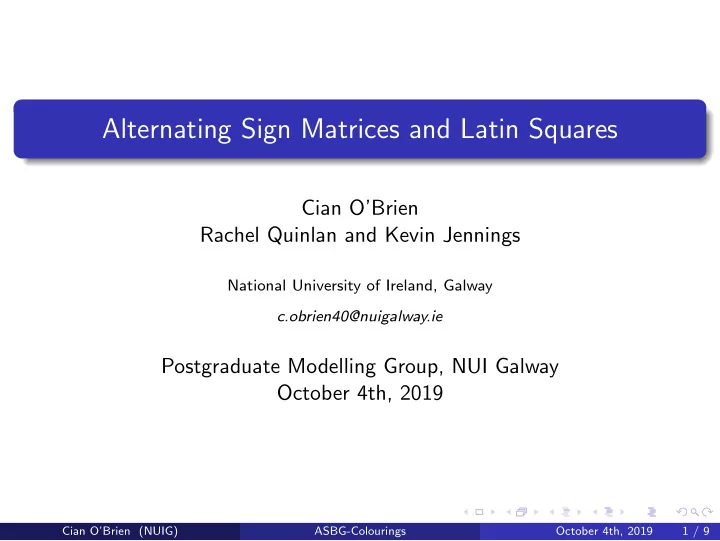 alternating sign matrices and latin squares