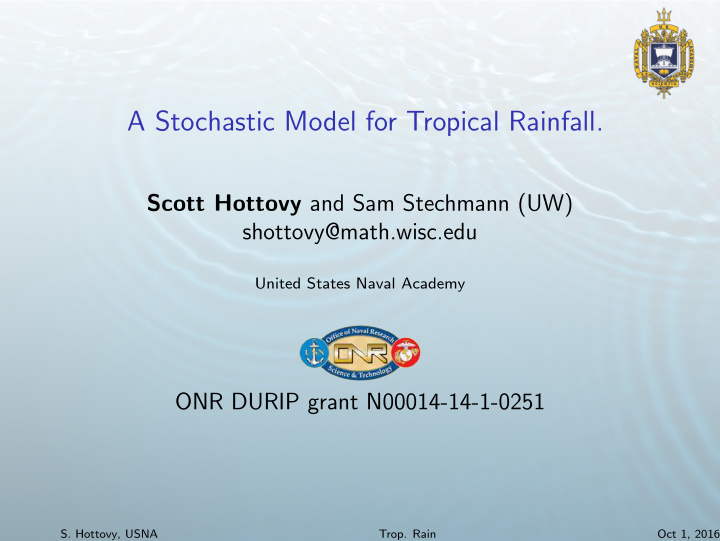 a stochastic model for tropical rainfall