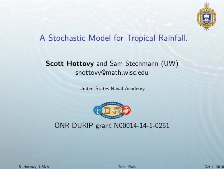 a stochastic model for tropical rainfall