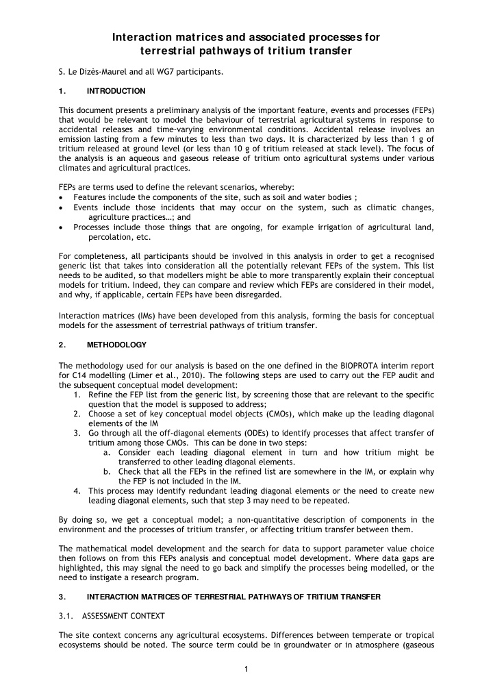 interaction matrices and associated processes for