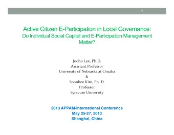 Active Citizen E-Participation in Local Governance:  Do Individual Social Capital and
