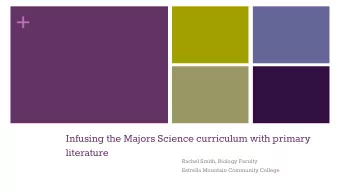 +  Infusing the Majors Science curriculum with primary  literature  Rachel Smith, Biology Faculty