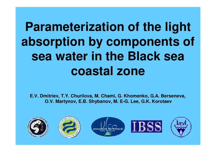 parameterization of the light absorption by components of