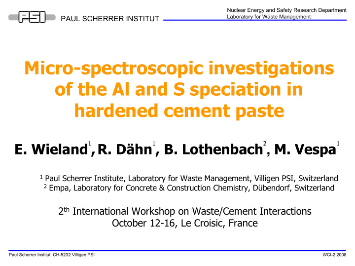 micro spectroscopic investigations of the al and s