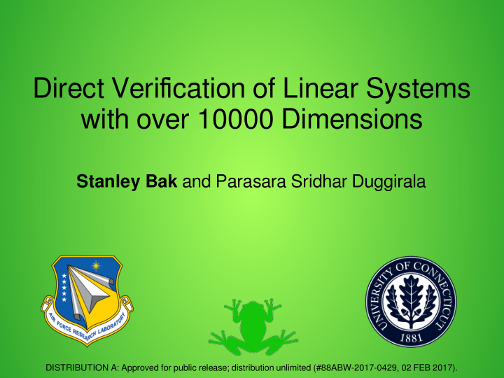 direct verifjcation of linear systems with over 10000