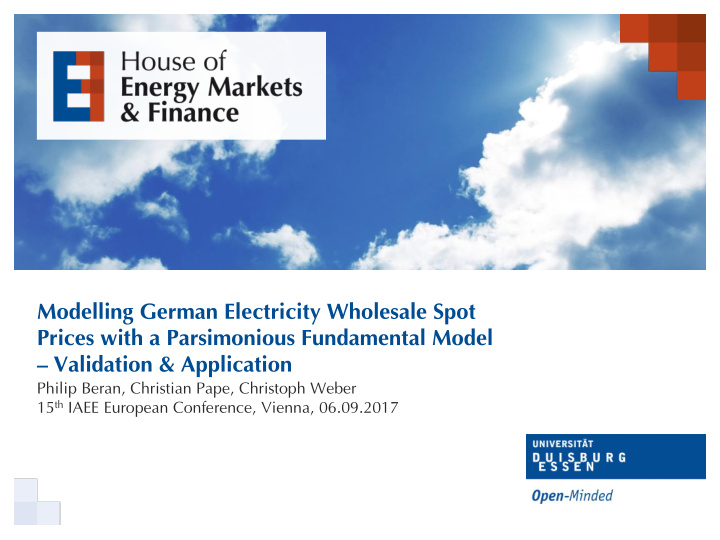modelling german electricity wholesale spot prices with a