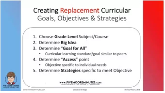 Replacement Curriculum Goal Planner for: R.M.  Target Class: Grade 4 Science  Target Teacher/Staff: