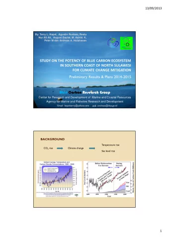 STUDY ON THE POTENCY OF BLUE CARBON ECOSYSTEM IN SOUTHERN COAST OF NORTH SULAWESI FOR CLIMATE