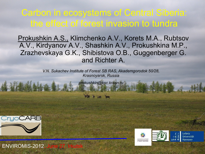 carbon in ecosystems of central siberia the effect of