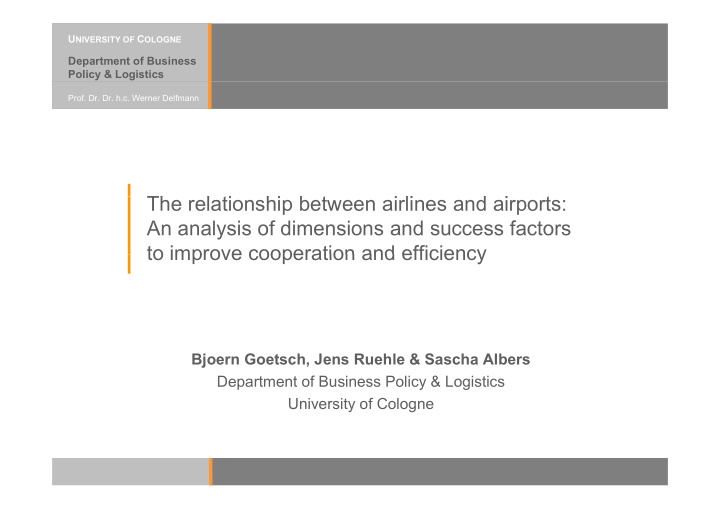 the relationship between airlines and airports th l ti hi