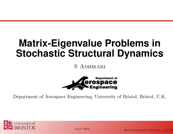 matrix eigenvalue problems in stochastic structural