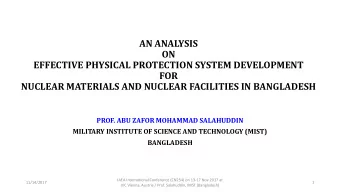EFFECTIVE PHYSICAL PROTECTION SYSTEM DEVELOPMENT  FOR  NUCLEAR MATERIALS AND NUCLEAR FACILITIES IN