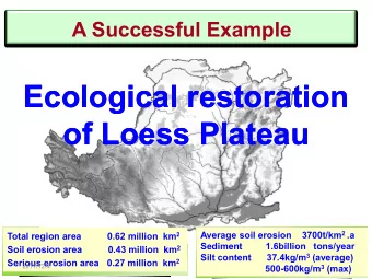 of Loess Plateau  of Loess Plateau Average soil erosion    3700t/km 2 .a  Total region area 0.62