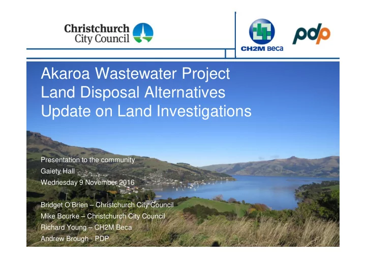 akaroa wastewater project land disposal alternatives