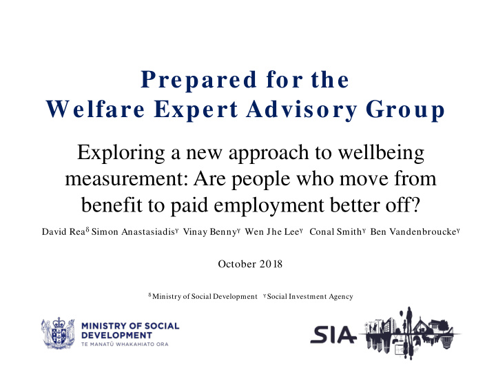 prepared for the welfare expert advisory group
