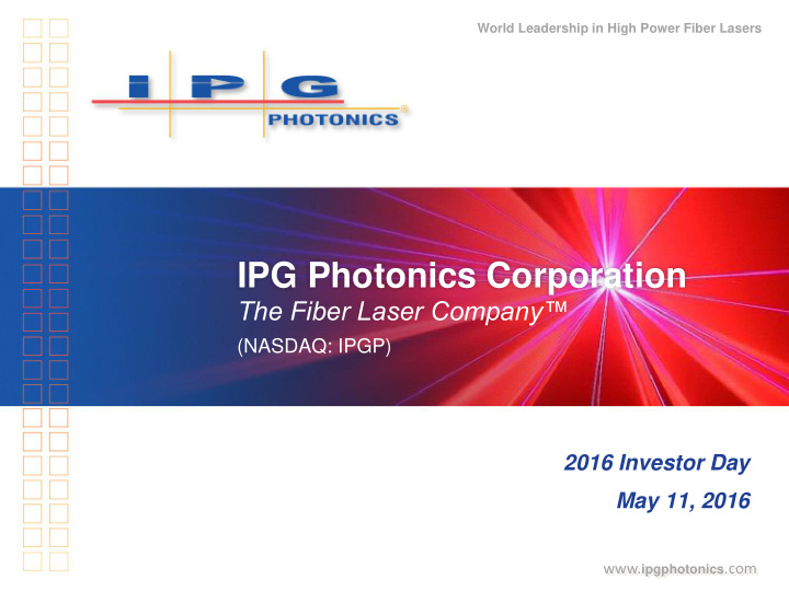 ipg photonics corporation