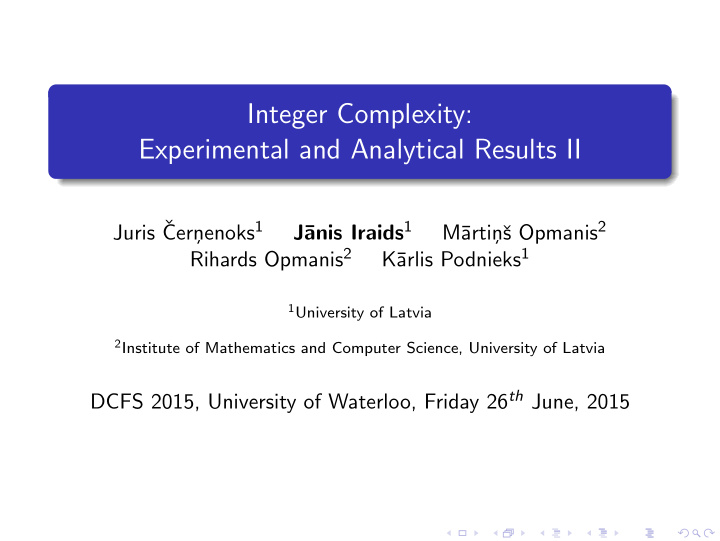 integer complexity experimental and analytical results ii