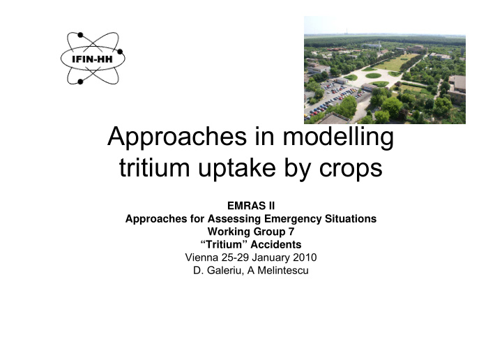 approaches in modelling tritium uptake by crops
