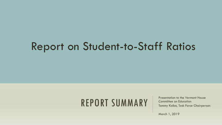 report on student to staff ratios