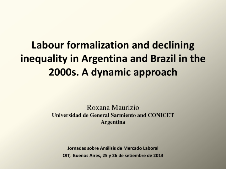 labour formalization and declining inequality in