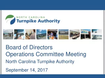 Board of Directors  Operations Committee Meeting  North Carolina Turnpike Authority  September 14,