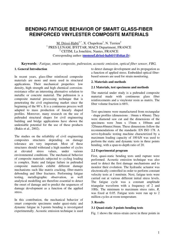 bending fatigue behavior of smart glass fiber reinforced