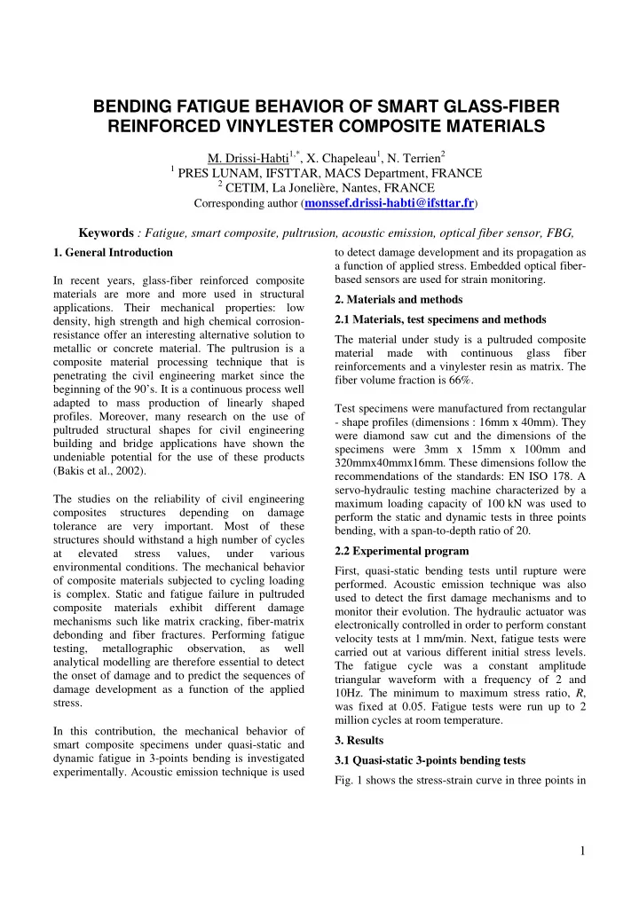 bending fatigue behavior of smart glass fiber reinforced