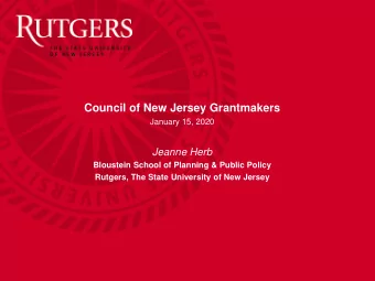 Council of New Jersey Grantmakers  January 15, 2020  Jeanne Herb  Bloustein School of Planning