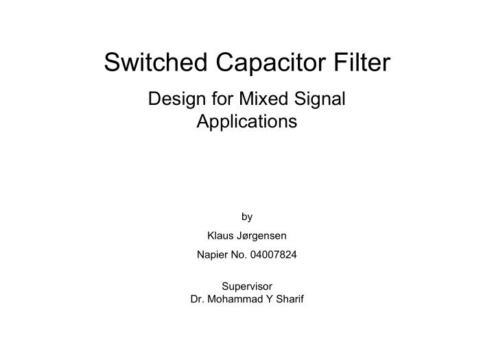 switched capacitor filter