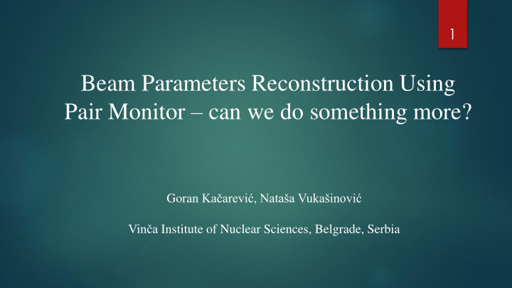 beam parameters reconstruction using