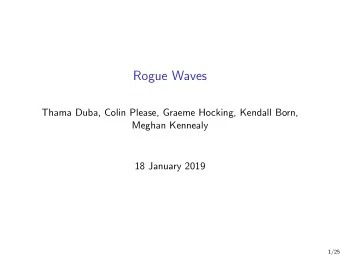 Rogue Waves  Thama Duba, Colin Please, Graeme Hocking, Kendall Born,  Meghan Kennealy  18 January