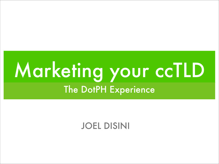 marketing your cctld
