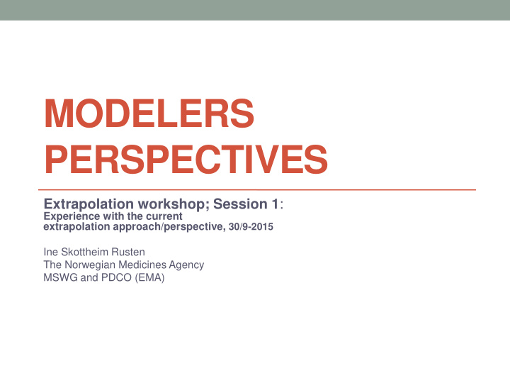 modelers perspectives