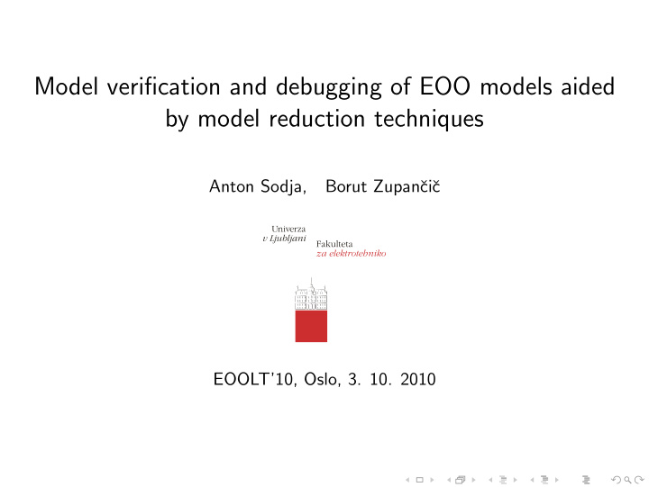 model verification and debugging of eoo models aided by