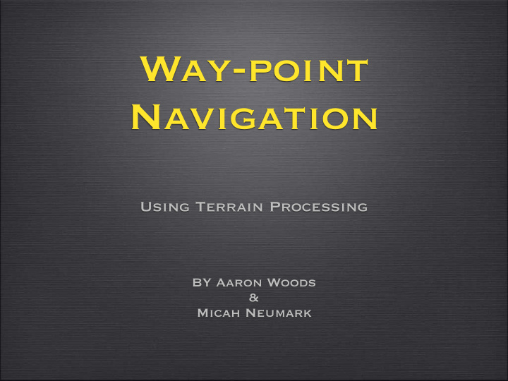 way point navigation