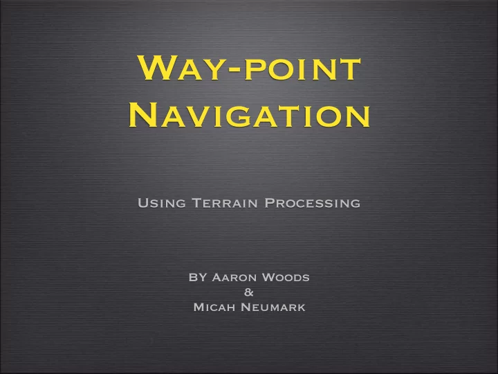 way point navigation
