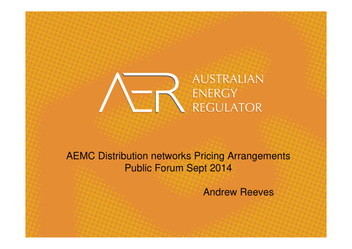 aemc distribution networks pricing arrangements public