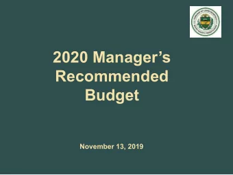 Recommended  Budget  November 13, 2019  2020 General Fund  2020 starting fund balance  $1,465,382