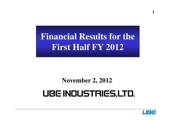 financial results for the first half fy 2012