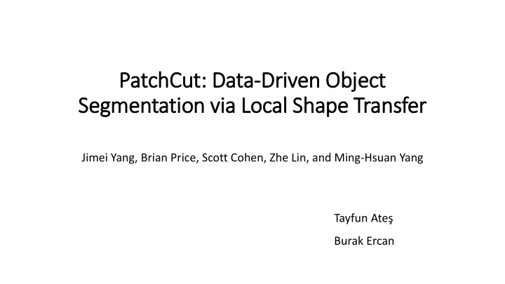 patchcut data driven obje ject segmentation via local