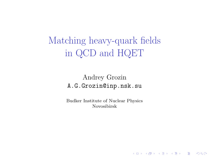 matching heavy quark fields in qcd and hqet