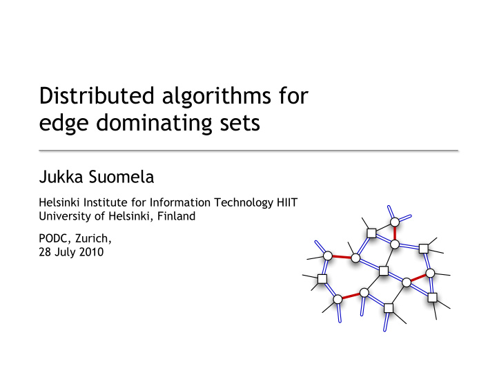 distributed algorithms for edge dominating sets