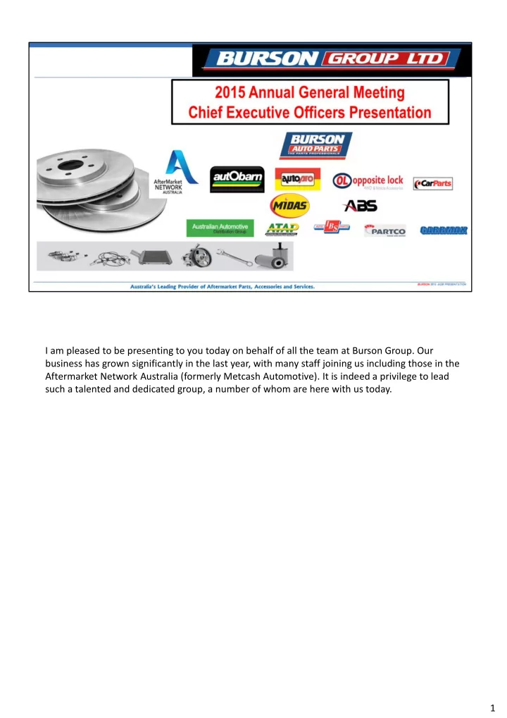 i am pleased to be presenting to you today on behalf of