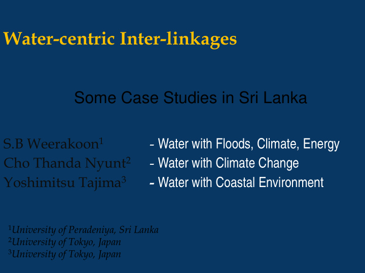 water centric inter linkages
