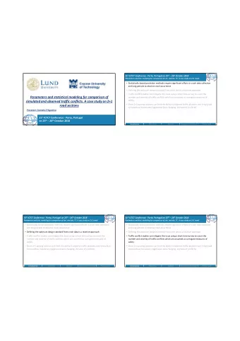 Parameters and statistical modeling for comparison of  number and severity of traffic conflicts